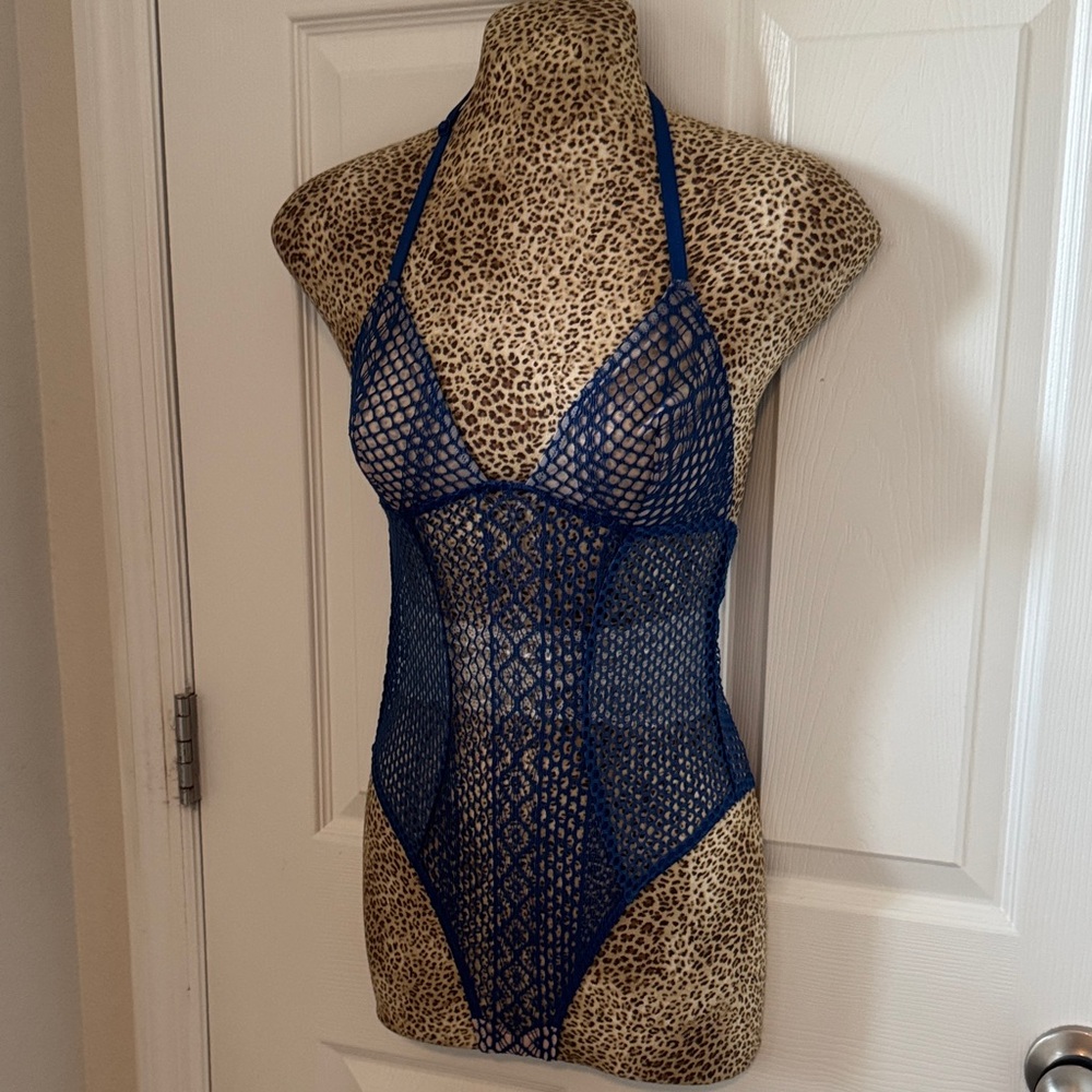 Victoria's Secret Navy Lace Halter Bodysuit. Excellent condition, very sexy